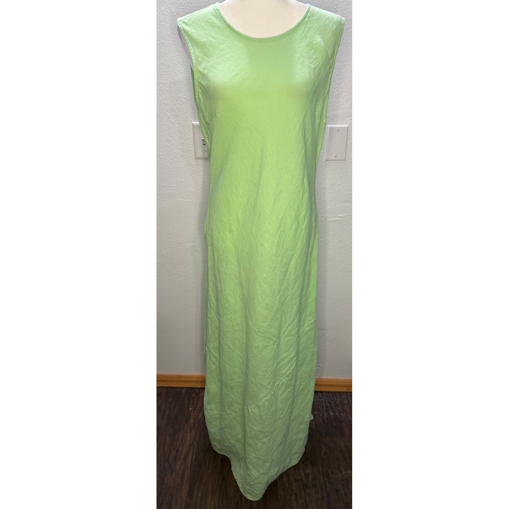 J.Crew Women Lime Green 100% Linen Sleeveless Maxi Dress BR469 SU23 Size M